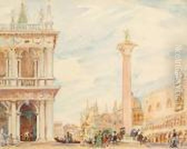 Piazzetta San Marco, Venice. Oil Painting by Wilfred Gabriel De Glehn