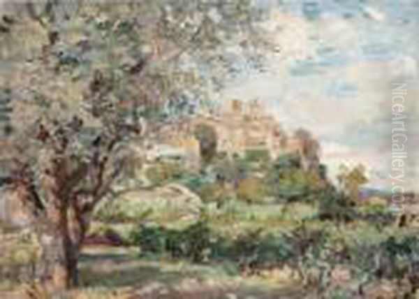 Biot A.m. - The Town On The Hill, France by Wilfred Gabriel De Glehn