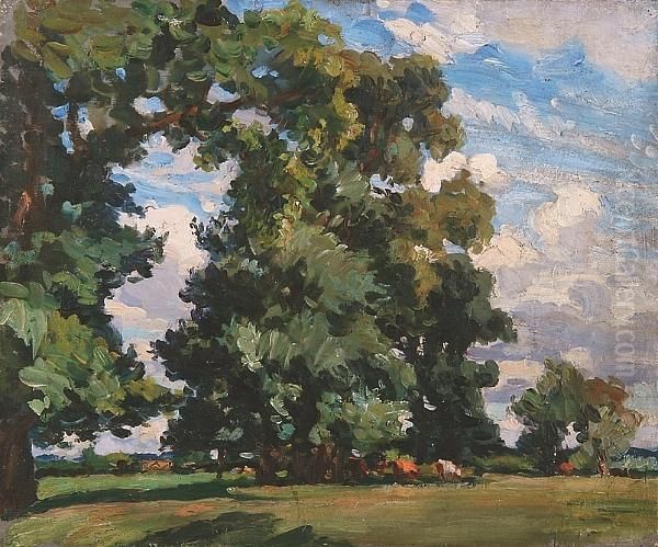 Suffolk Elms Oil Painting by Wilfred Gabriel De Glehn