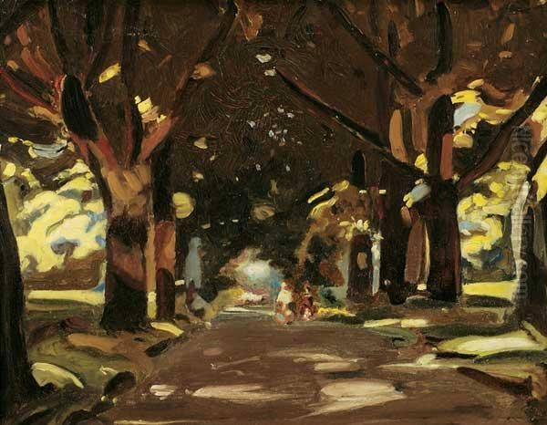 Strolling Down A Park Lane Oil Painting by Wilfred Gabriel De Glehn