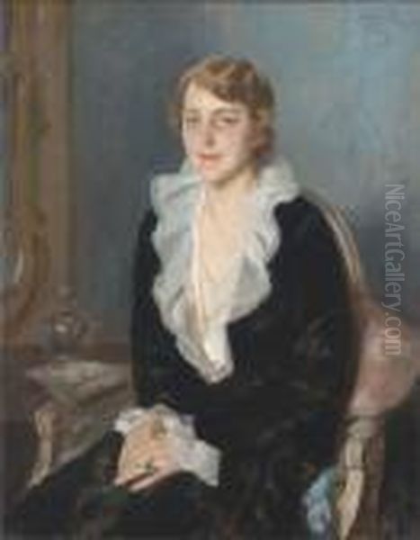 Portrait Of Annie Whitworth Oil Painting by Wilfred Gabriel De Glehn