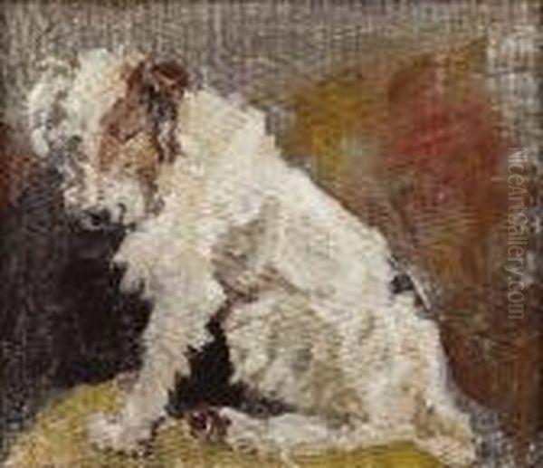 Portrait Of A Terrier Oil Painting by Wilfred Gabriel De Glehn