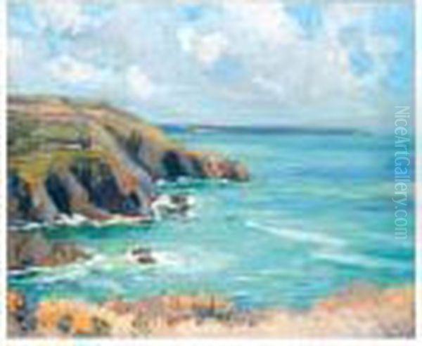 View Of The Cornish Coast Oil Painting by Wilfred Gabriel De Glehn