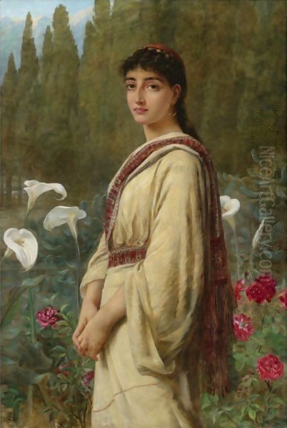 Eastern Lily Oil Painting by Edwin Longsden Long