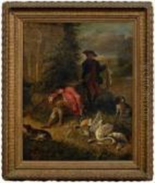 Two Hunters Resting After The Hunt Oil Painting by Adriaen de Gryef