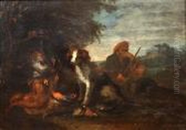 Chasseur Au Repos Avec Son Trophee Oil Painting by Adriaen de Gryef