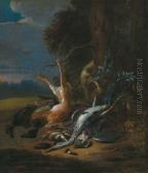 Natura Morta Con Uccelli E Una Lepre Oil Painting by Adriaen de Gryef