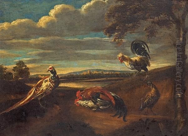 Fowl In A Landscape Oil Painting by Adriaen de Gryef