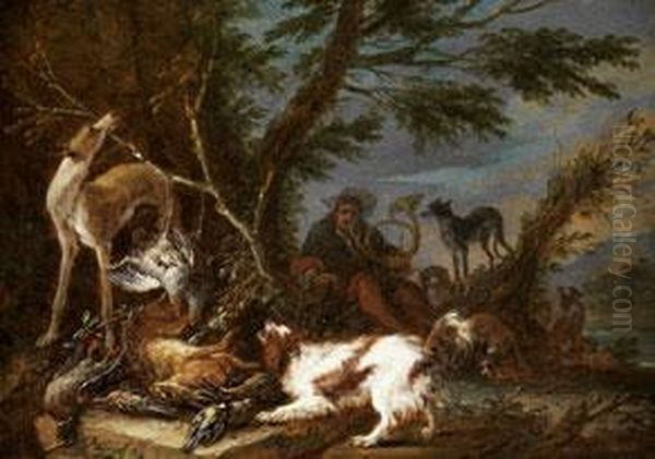 Ende Der Hasenjagd Mit Hunden Oil Painting by Adriaen de Gryef