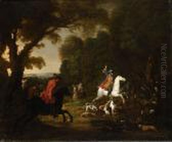 Caccia Al Cinghiale Con Cavalieri Oil Painting by Adriaen de Gryef