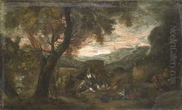 Poules Et Gibier Dans Un Paysage Oil Painting by Adriaen de Gryef