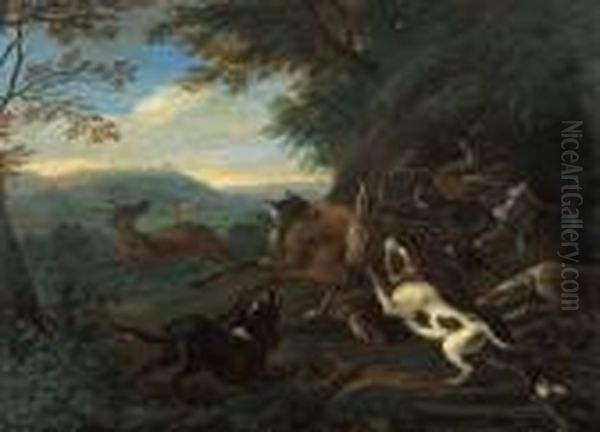 Jachttafereel
Panneau Oil Painting by Adriaen de Gryef