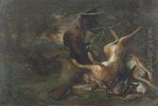 Zwei Jadgstillleben. Oil Painting by Adriaen de Gryef