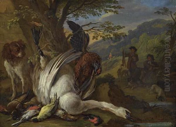 Hunting Still Life With Swan. Oil Painting by Adriaen de Gryef