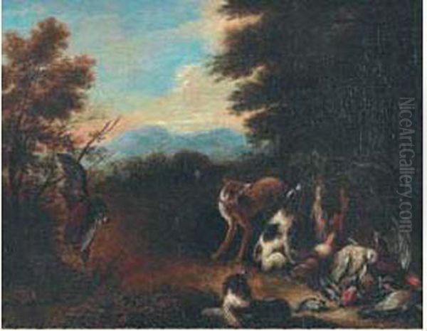 Scene De Chasse. Oil Painting by Adriaen de Gryef