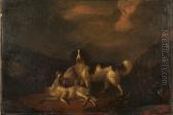 Spaniels In A Landscape Oil Painting by Adriaen de Gryef