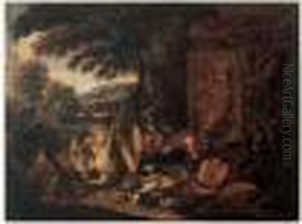 Trophee De Chasse Aux Melons Dans Un Paysage Oil Painting by Adriaen de Gryef