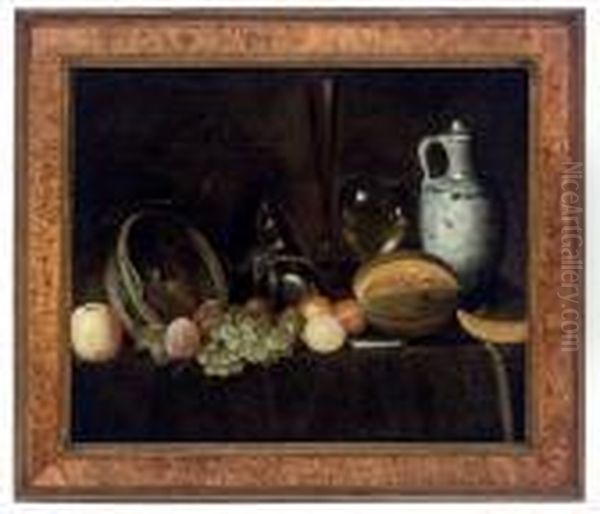 An Upturned Basket Oil Painting by Jan Davidsz De Heem