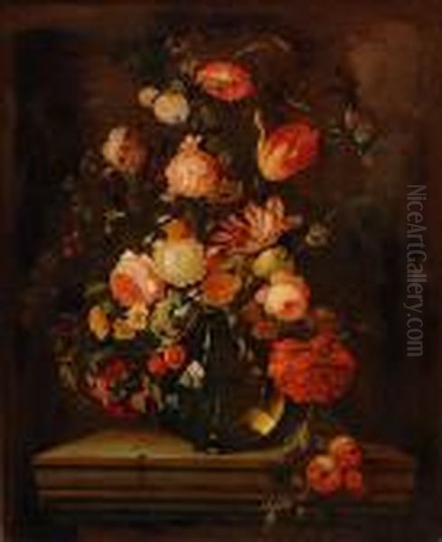 Still Life Of Flowers Oil Painting by Jan Davidsz De Heem