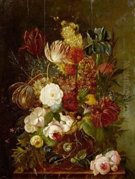 Still Life With Flowers Oil Painting by Jan Davidsz De Heem