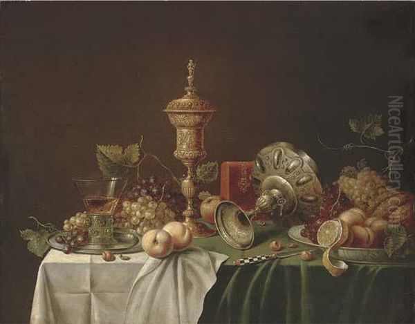 A Roemer Of Wine Oil Painting by Jan Davidsz De Heem