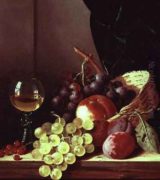 Grapes and plums Oil Painting by Edward Ladell