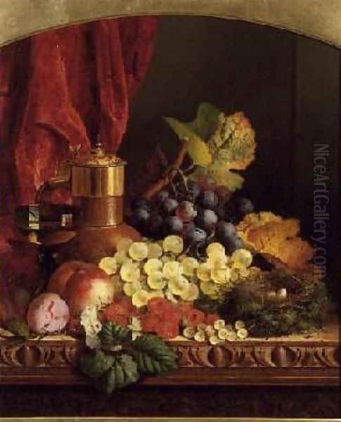 Grapes Peaches plums and other fruit Oil Painting by Edward Ladell