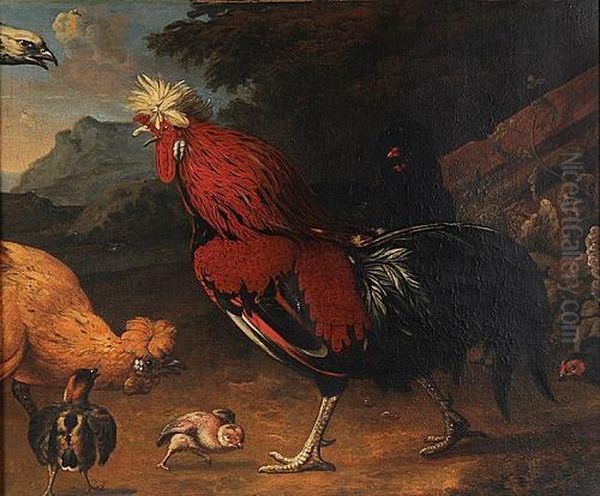 Sounding The Alarm Oil Painting by Melchior de Hondecoeter