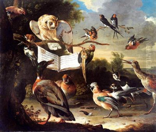 Il Concerto Di Uccelli Oil Painting by Melchior de Hondecoeter