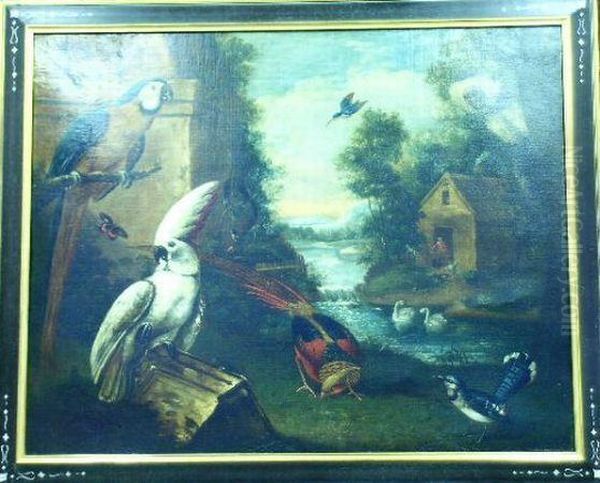 Exotic Birds Oil Painting by Melchior de Hondecoeter