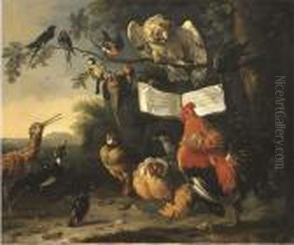 A Concert Of Birds Oil Painting by Melchior de Hondecoeter