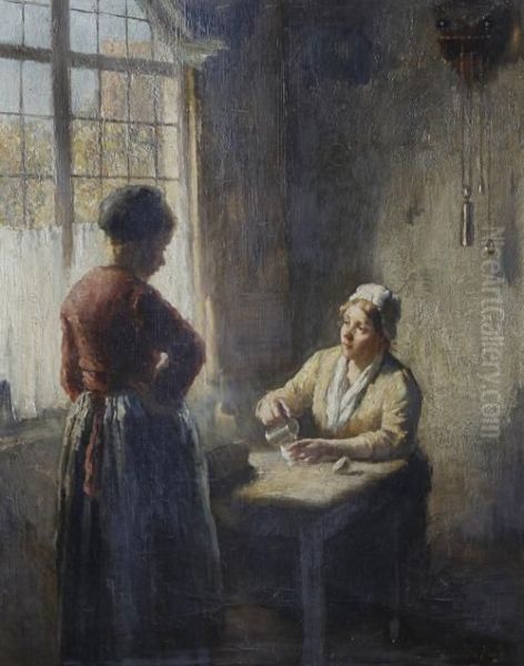 Kitchen Interior Oil Painting by Bernard Johann De Hoog