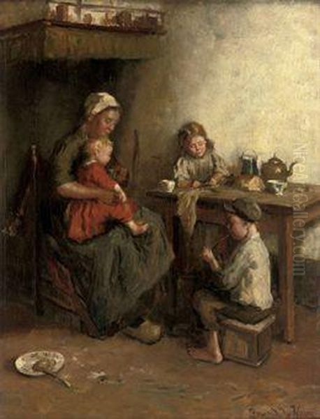 A Frugal Meal Oil Painting by Bernard Johann De Hoog