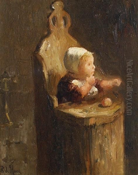 Portrait Of A Baby In A High Chair Oil Painting by Bernard Johann De Hoog