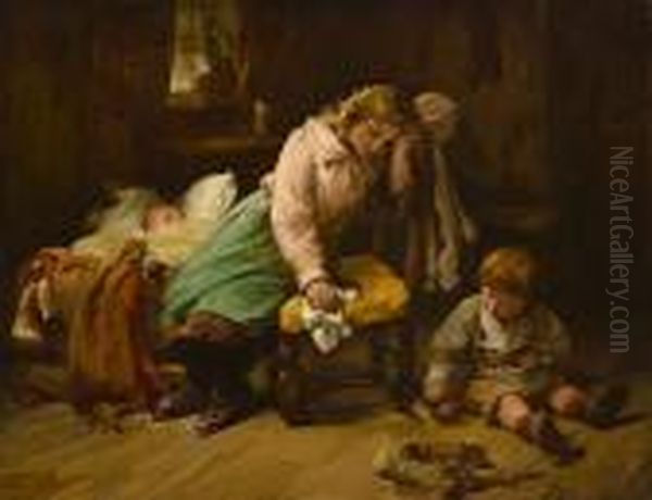 The Young Mother Oil Painting by Bernard Johann De Hoog