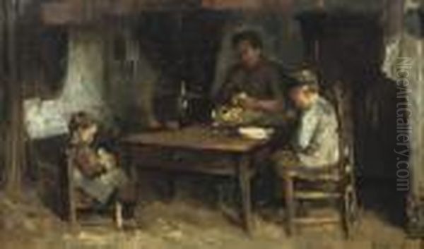 Preparing The Meal Oil Painting by Bernard Johann De Hoog