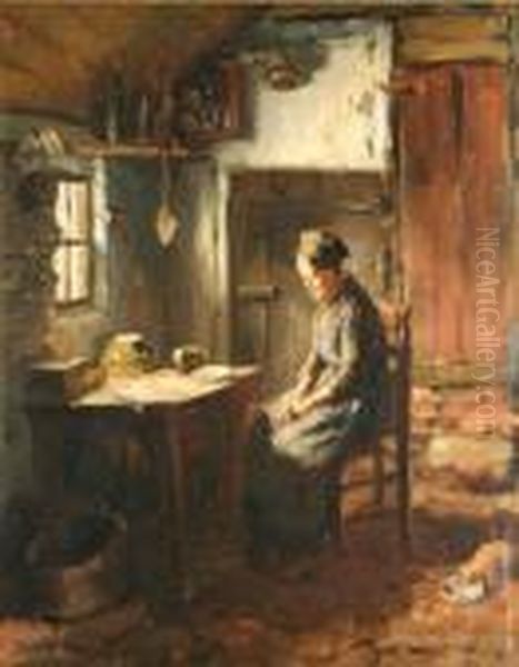 Dutch Interior Oil Painting by Bernard Johann De Hoog