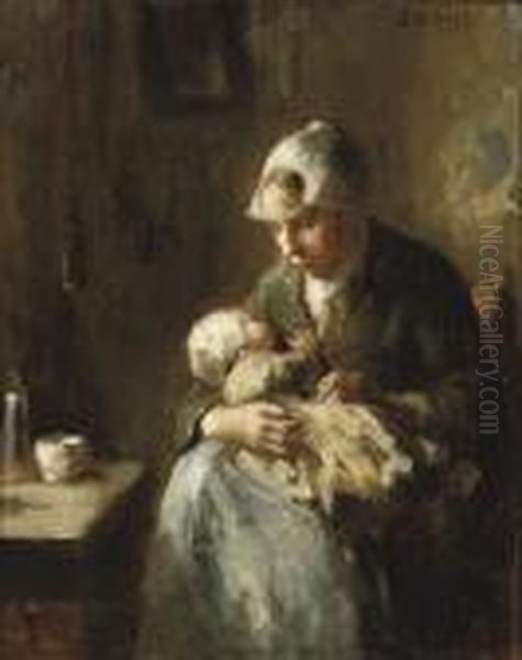 Mother And Child Oil Painting by Bernard Johann De Hoog