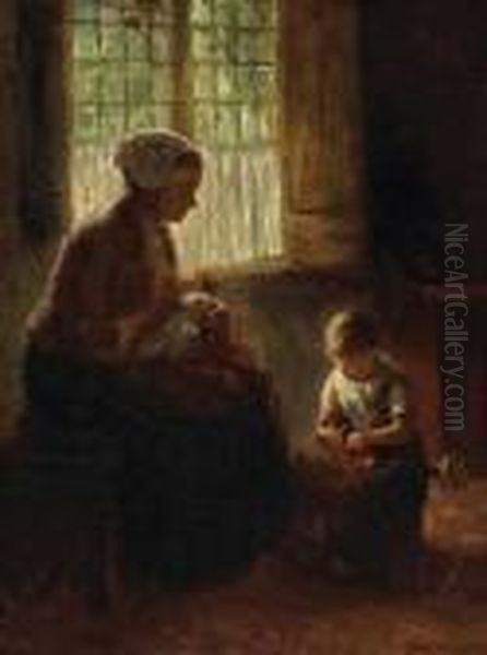 Maternity Oil Painting by Bernard Johann De Hoog