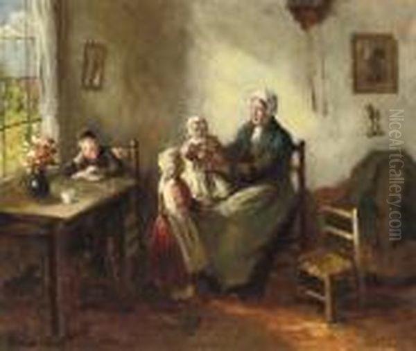 A Happy Family Oil Painting by Bernard Johann De Hoog