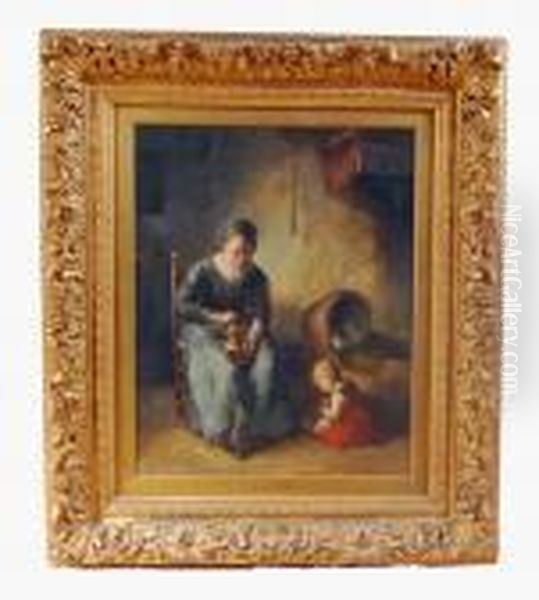 Interior Scene Oil Painting by Bernard Johann De Hoog