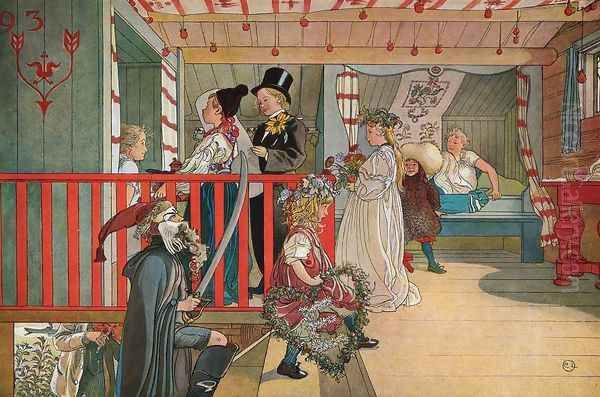 Nameday at the Storage House Oil Painting by Carl Larsson