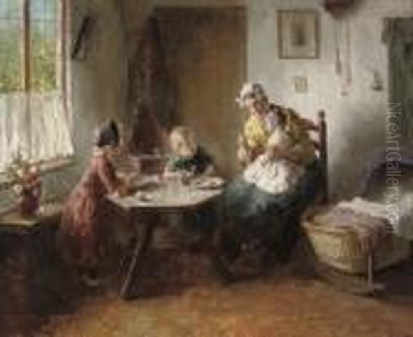 Supper Time Oil Painting by Bernard Johann De Hoog