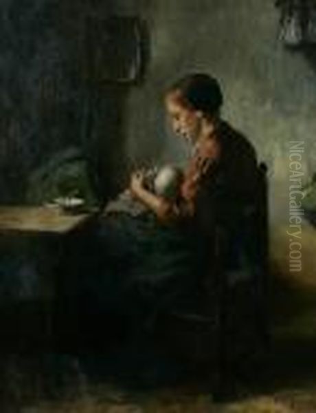 Mother And Child Oil Painting by Bernard Johann De Hoog