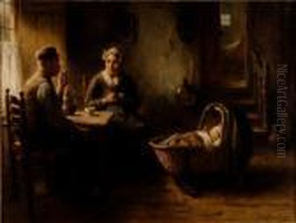 Le Repas Des Paysans Oil Painting by Bernard Johann De Hoog