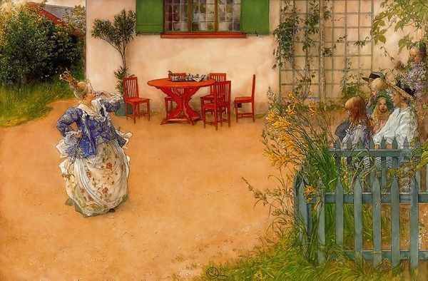 Lisbeth represents the mean princess in the blue Bird Oil Painting by Carl Larsson