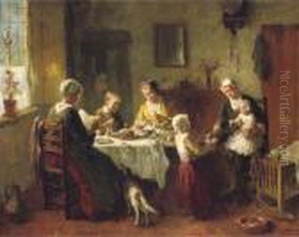 Her First Birthday Party Oil Painting by Bernard Johann De Hoog