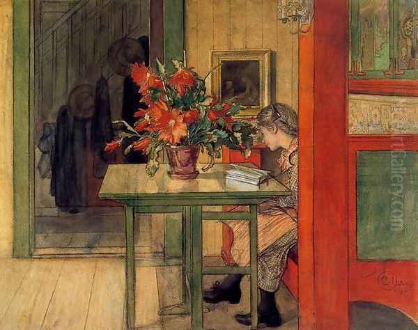 Lisbeth reading Oil Painting by Carl Larsson