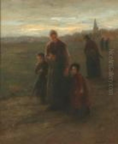 Returning From Church Oil Painting by Bernard Johann De Hoog