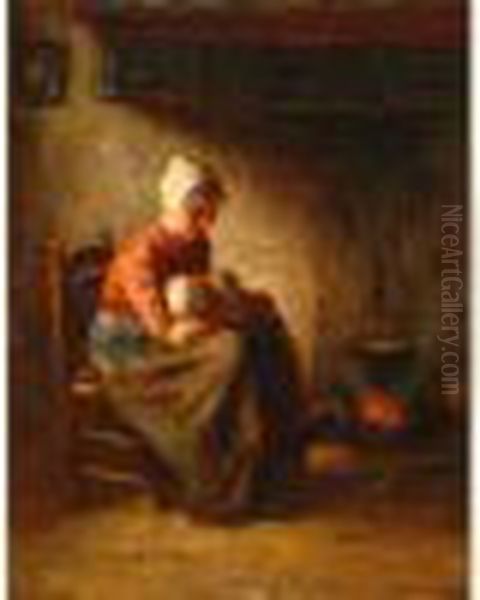 Foyer Oil Painting by Bernard Johann De Hoog